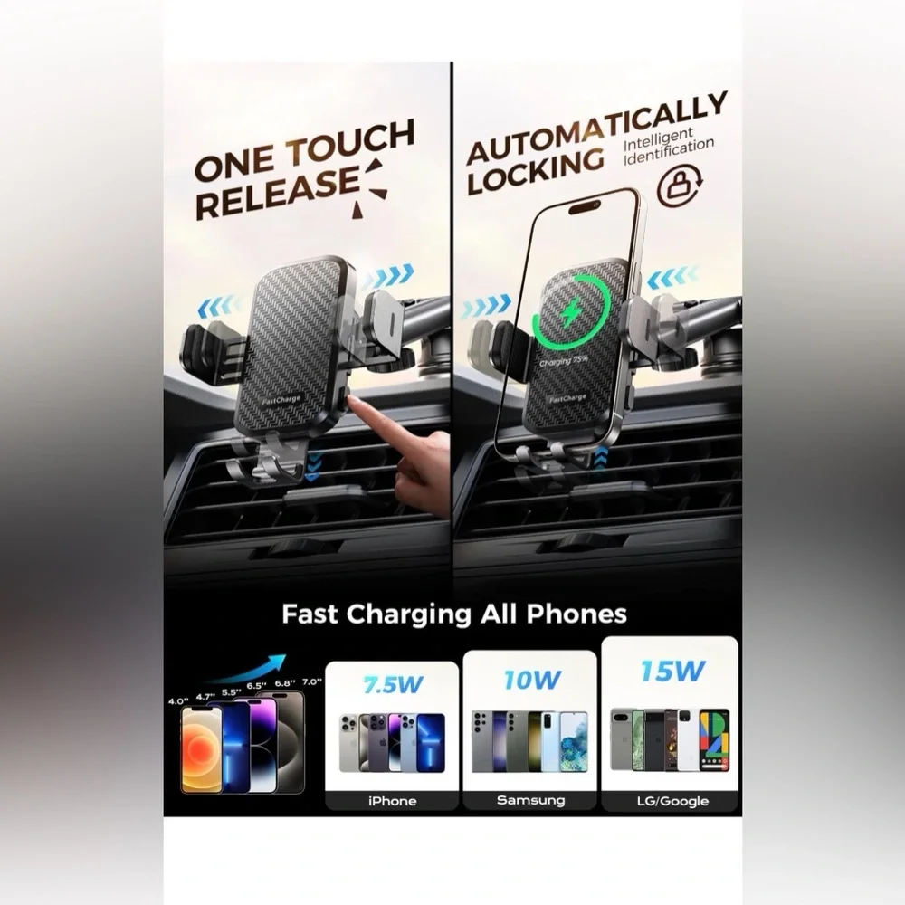 Wireless Car Charger Mount - NEW